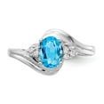 thumbnail image 5 of Primal Gold 14 Karat White Gold 7x5mm Oval Blue Topaz and Diamond Ring, 5 of 5