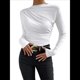 thumbnail image 1 of Camiseta Informal de Larga con Cuello Alto y Fruncido para Mujer, Corte Entallado y Color Liso M, 1 of 7