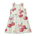 thumbnail image 3 of Girls Dress Cherry and Bow Sleeveless Dress for Girls Hem A-Line Casual Sundress, 3 of 7