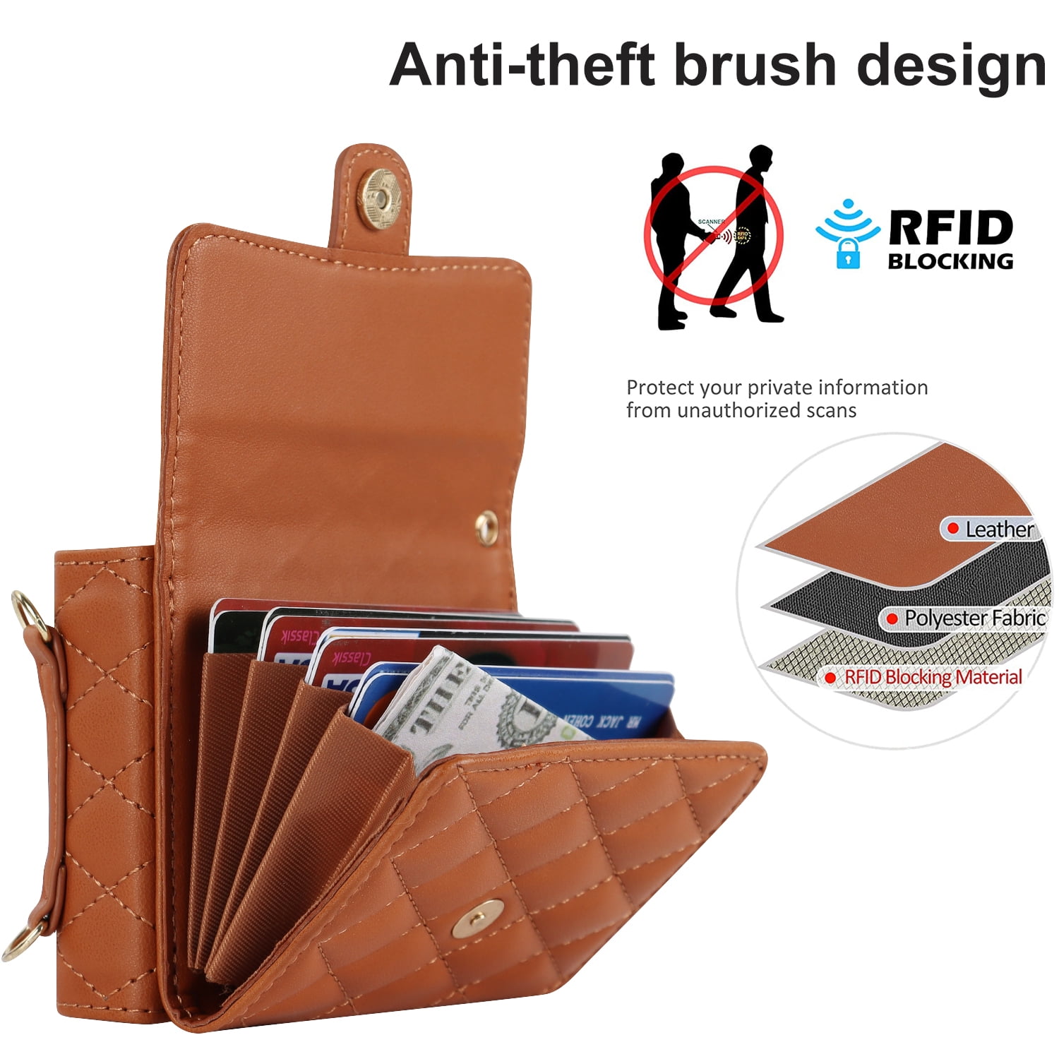 Allytechgroup Moto Razr 2025 Wallet Case with Shoulder Strap, Premium PU Leather Multiple Cards Slots Protective Shockproof Portable Phone Case Cover for Motorola Moto Razr 2025, Brown
