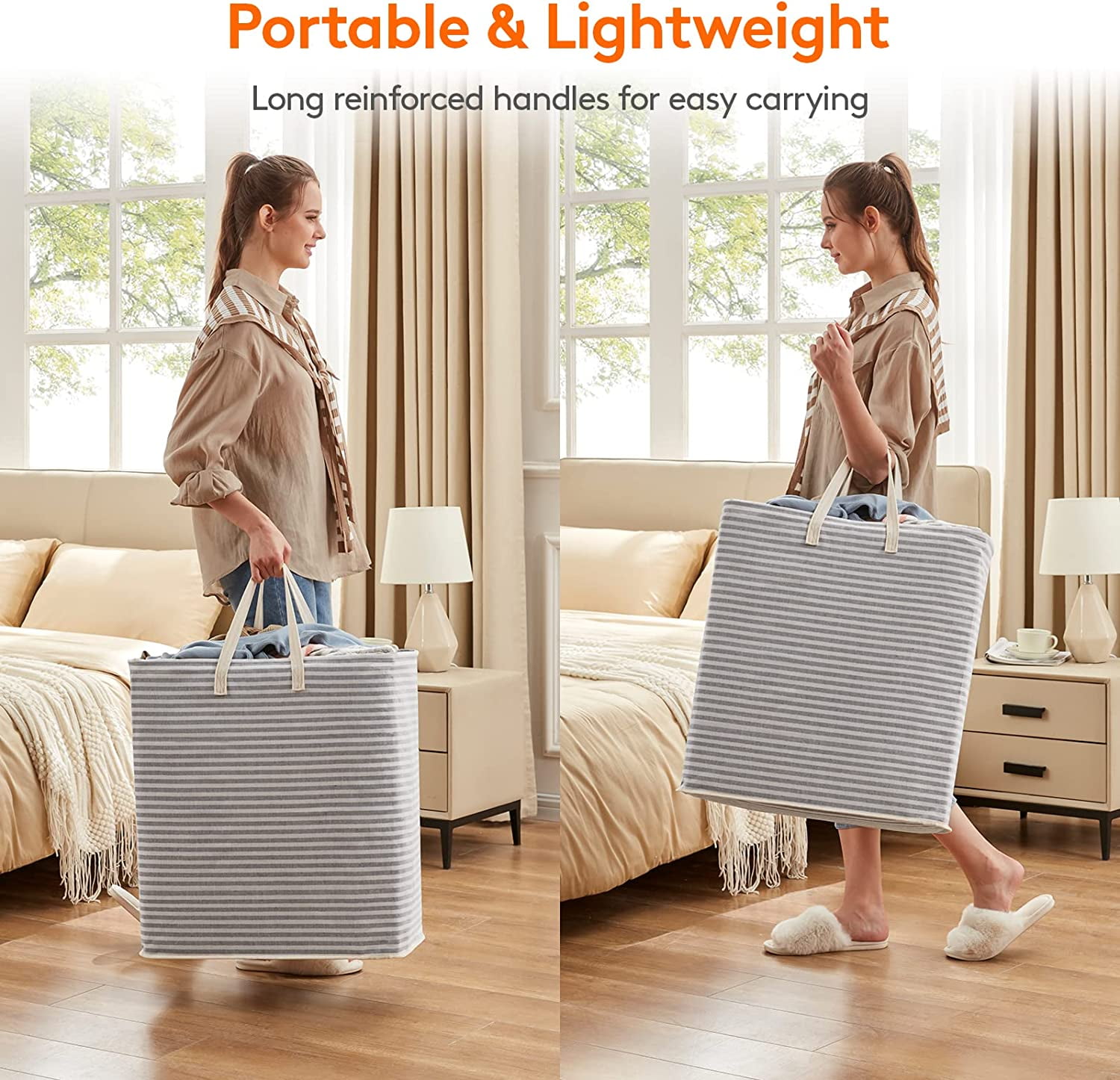 Lifewit 2 Pack Laundry Hamper Large Collapsible Laundry Baskets Freestanding Waterproof Grey 2 x 72L