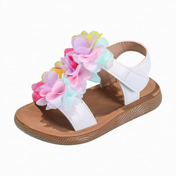 Gubotare Beach Sandals for Girls Boy's Girl's Leather Open Toe Outdoor Sport Sandals (Toddler/Little Kid/Big Kid) Size 10 (Silver,Toddler 10)