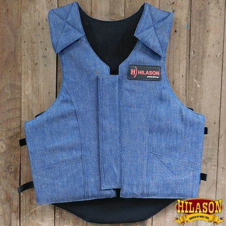 - LARGE HILASON BAREBACK PRO RODEO HORSE RIDING PROTECTIVE VEST DENIM BLUE