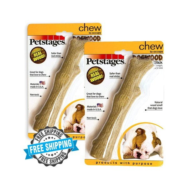 Petstage Dogwood Durable Real Wood Dog Chew Toy for Dogs Medium (2Pack