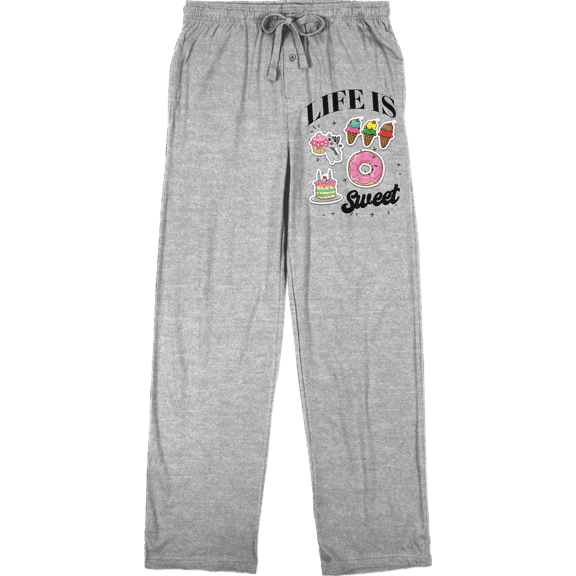 Life Is Sweet Treat Stickers Men's Heather Gray Sleep Pajama Pants-Medium