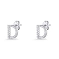 thumbnail image 3 of Initial Letter D Stud Earrings Cubic Zirconia 925 Sterling Silver 6.5mm, 3 of 6