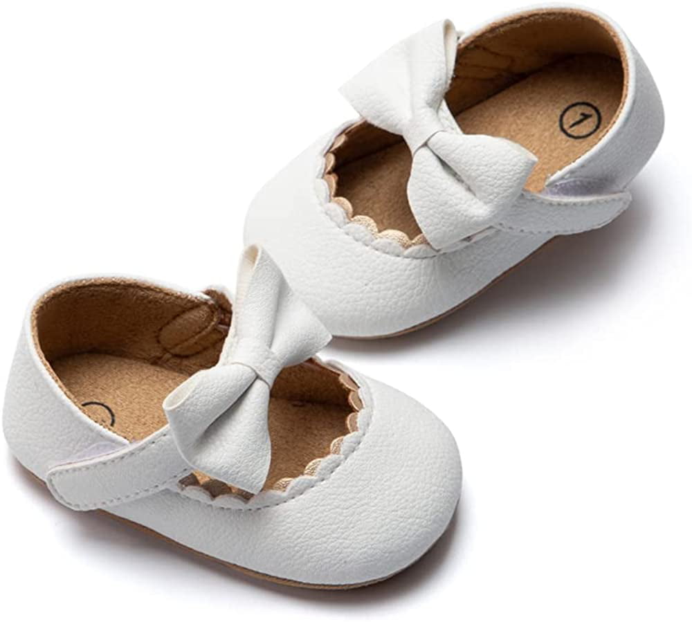 Miamooi Infant Baby Girls Mary Jane Flats Dress Shoes Bowknot Princess Wedding Party Shoes Toddler Premium Non Slip Soft Rubber Sole Sneaker Newborn Moccasins Lightweight Crib Shoe 