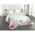 thumbnail image 3 of Ambesonne Anemone Flower Quilted Bedspread Set 3 Pcs, Summer Flora, Queen Size, Pink Pale Blue Green, 3 of 5