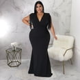 thumbnail image 3 of AURA Women Plus Size V Neck Bodycon Maxi Dress Sleeveless Elegant Party Dress, 3 of 8
