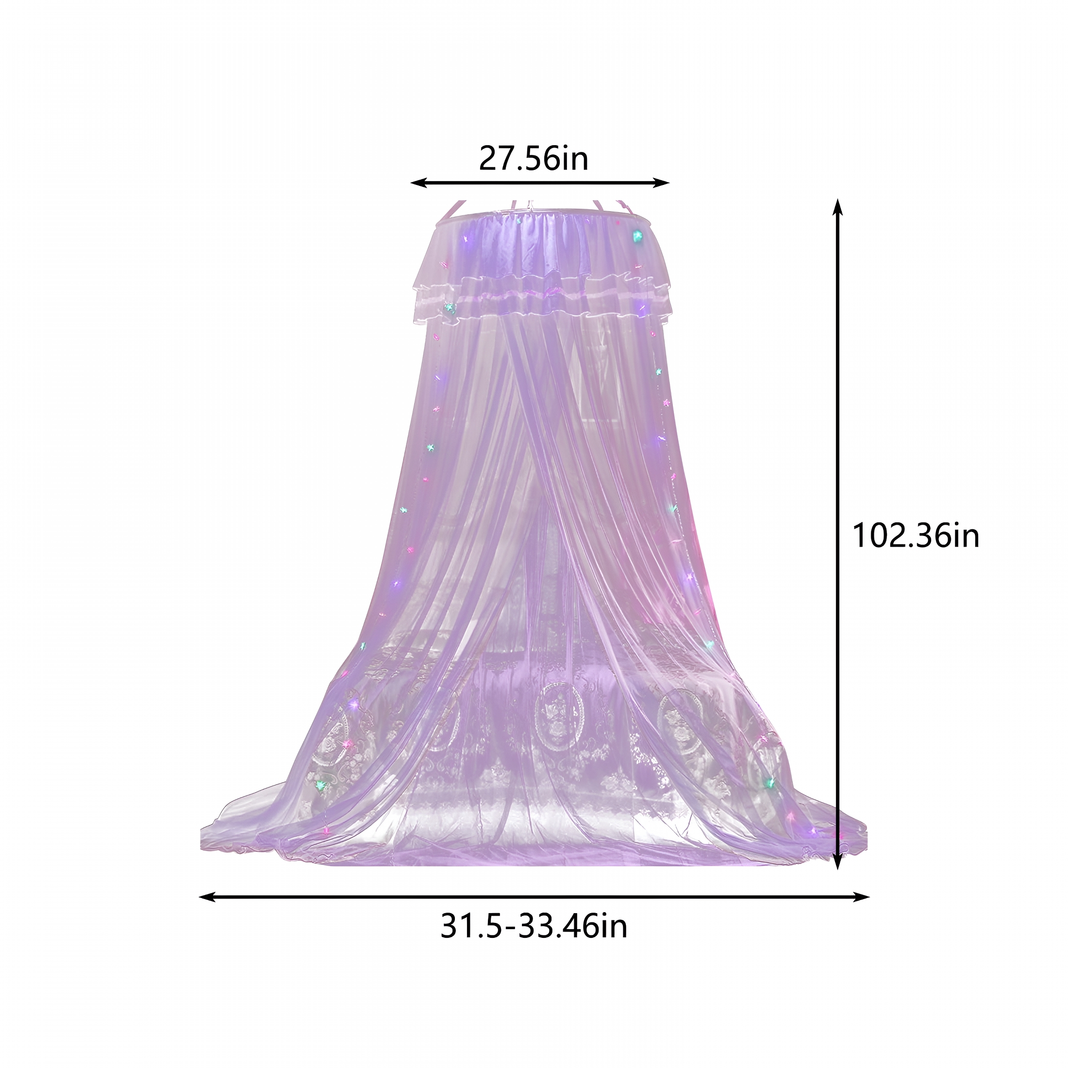 XIBUFE 2026 New Mosquito Net Bed Canopy for Girls,Princess-Style Round Hoop Bed Canopy,Dome Mosquito Netting Bed Tent for Twin Girls,Baby Crib and Kid Bed Decor