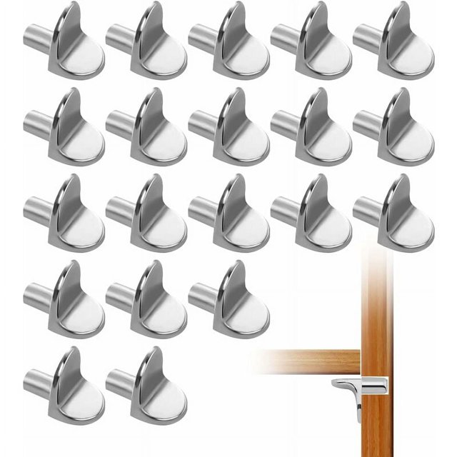 20 piezas de pasador de soporte para estante, pasador de soporte de metal niquelado en forma de L para gabinete, estantería, estante