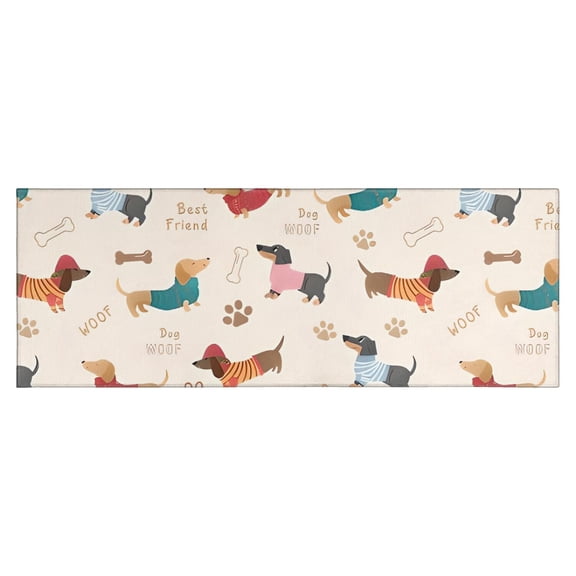 Dachshund Kitchen Rug Mat,Kitchen Runner Rugs Non Skid Washable,Decorative Kitchen Floor Mats for Kitchen,Sink,Laundry,17"X47"