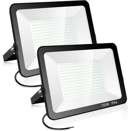 

HUGCHG 2 Pack 150W LED Flood Light Outdoor 15000lm Super Bright Outdoor Security Lights IP66 Waterproof 6500K Daylight White Floodlight for Yard Garden Patio Playground