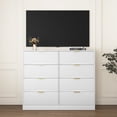 thumbnail image 3 of Modern 8 Drawers Dresser Chests for Bedroom, 47.2" Wide Wood Chest of Drawers with Gold Metal Handle, Drawer Organizer for Bedroom, Living Room, Hallway and Entryway, White, 3 of 6