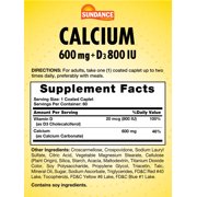 Calcium 600mg With D3 | 60 Caplets | Vegetarian, Non-GMO, and Gluten Free Supplement | by Sundance