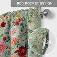 thumbnail image 6 of Sage Green Floral Farmhouse Short Window Curtain Valances, Spring Flowers Leaves Farmhouse Rod Pocket Kitchen Valances for Living Room Bedroom Bathroom Cafe 42" x 18", 6 of 8
