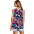 thumbnail image 2 of Jeiento Women's Hawaiian Tropical Shirts Green Leaf Hibiscus Floral Tank Tops Lady Sleeveless V Neck Tshirt Red Flowers Tunic Tops Loose Fit Flowy Pleated Athletic Tee Dressy Summer Clothes,M, 2 of 7