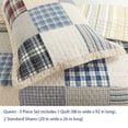 thumbnail image 2 of Comforter Set Queen Size  3-Piece Coverlet Set for Night Sleep  Bedding Quilt with Green Yellow Blue Plaid Striped Real Patchwork, 2 of 4