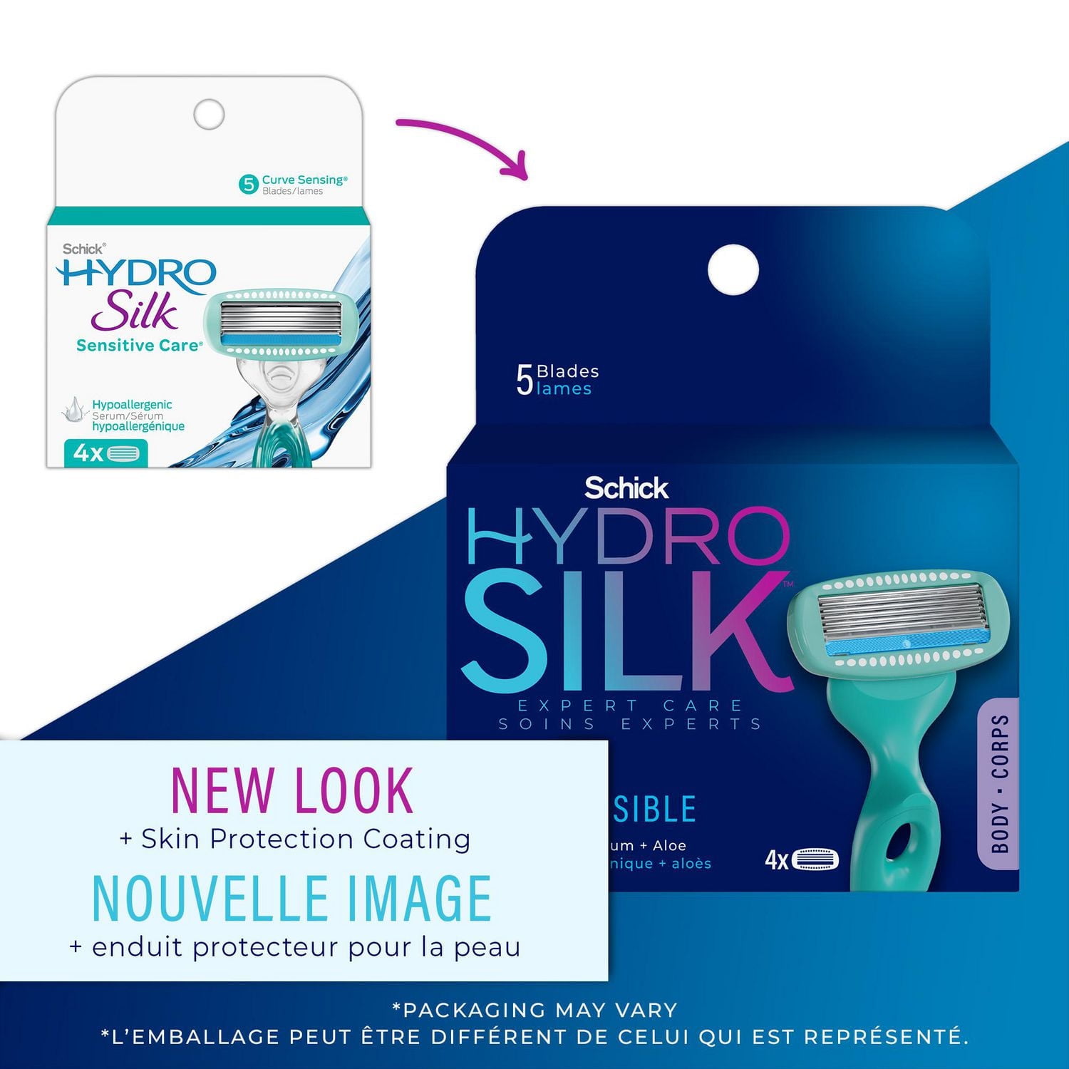 Cartouches de lames Schick Hydro Silk Sensitive Care pour femmes 4 cartouches de lames