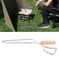thumbnail image 4 of Fire Pit Tongs, Beech Wood Handle Comfortable Grip Stainless Steel Fire Tongs  For Outdoor ANGGREK Fireplace Tongs, 4 of 8