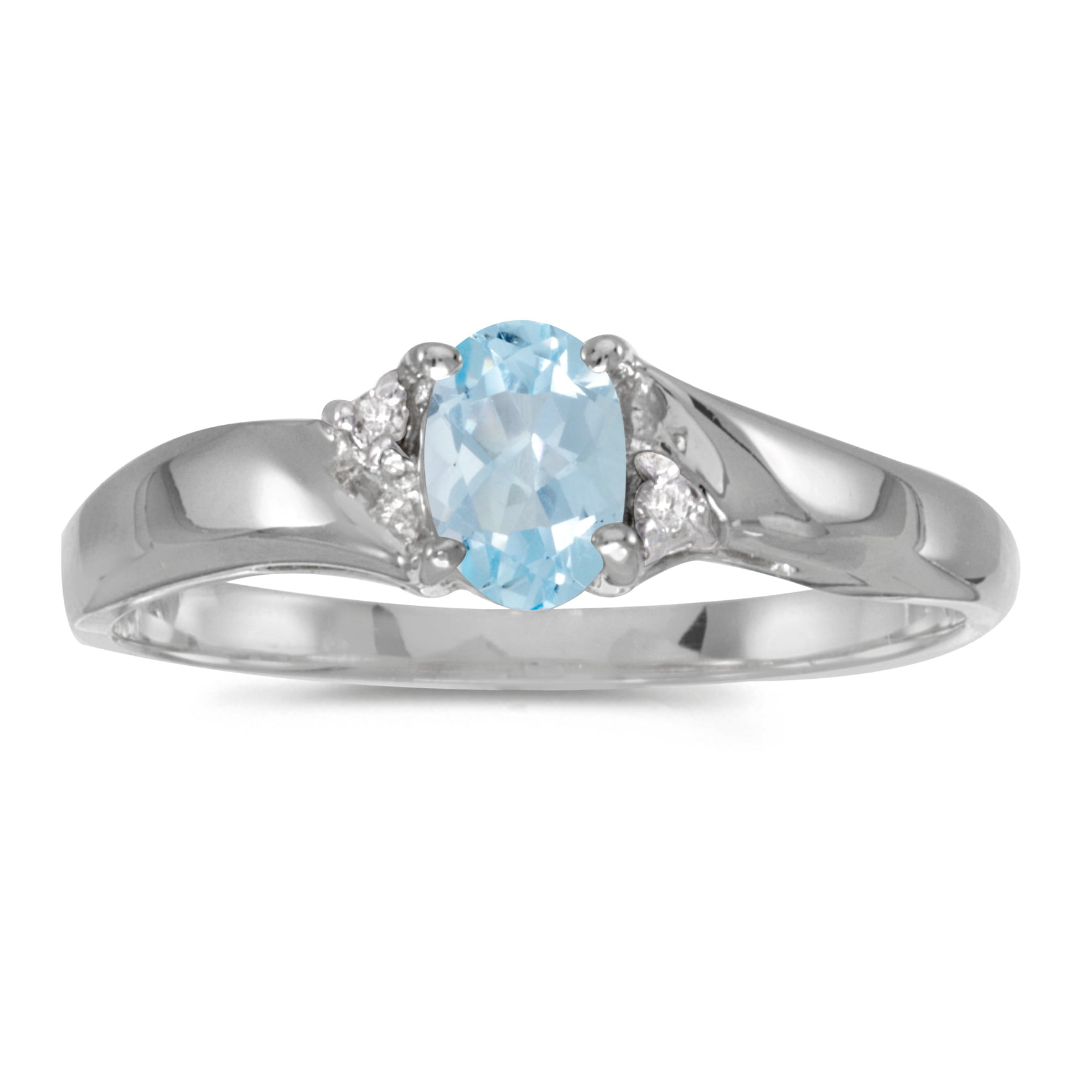 Details about   14k White Gold Oval Aquamarine And Diamond Ring 
