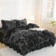 thumbnail image 2 of Conjunto de Ropa de Cama annadaif Full Plush Shaggy Tie Dye Negro, 2 of 6