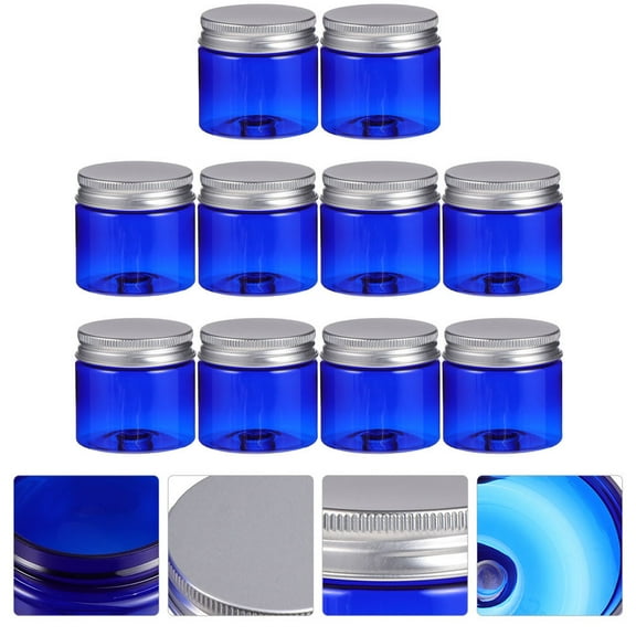 NICERIO 10Pcs Blue PET Small Makeup Containers with Lids for Home Use Friends