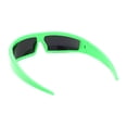 thumbnail image 4 of Robotic Futurism Streamline Wrap Arm Rectangular Plastic Sunglasses Green - Blue Mirror, 4 of 4