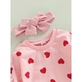 thumbnail image 5 of Wassery Infant Baby Girls Romper Letter/Heart Print Round Neck Long Sleeve Jumpsuits Spring Casual Bodysuits with Headband 0-24M, 5 of 8
