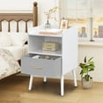 thumbnail image 3 of HSUNNS Night Stand Set 2 with Fabric Drawers and Shelf, Modern Bedroom Bedside Table with Metal Legs and Large Storage Space, Easy Assembly, White, 3 of 7