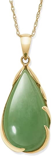 JB. 14k Gold F. Natural Jade Teardrop 