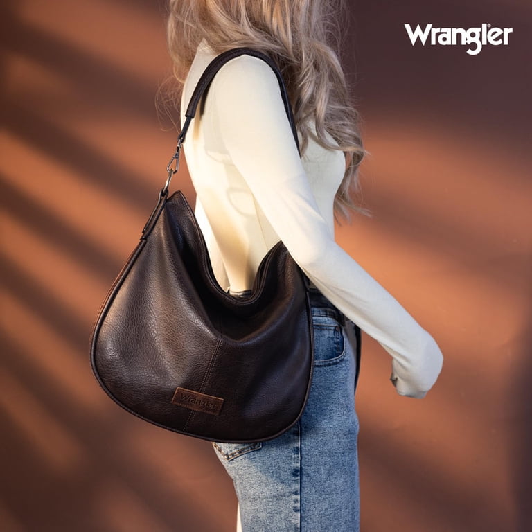 Wrangler Hobo Bag with Striped Cotton Straps, Coffee photo 6