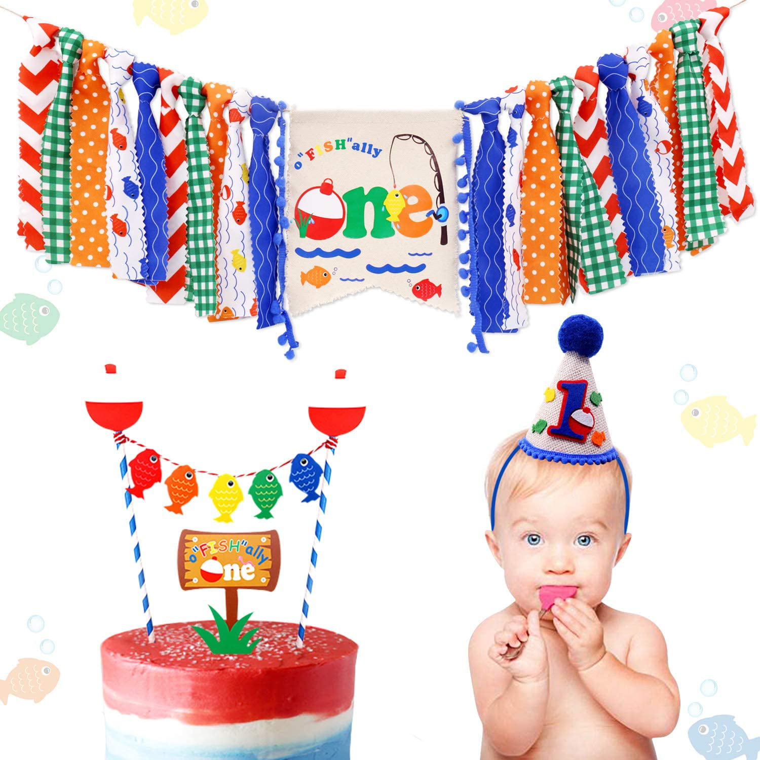 Fishing Party Decorations Handmade The Big One Burlap Banner Little Fisherman Banner Kids Highchair Party Decoartion 