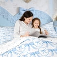 thumbnail image 5 of Blue White Bow Queen Comforter Set Cute Bowknot Down Comforter 3 Piece,Watercolor Ribbon Bow Tie Bedding Set Geometric Grids Bow Quilt Set 2 Pillow Cases, 5 of 7