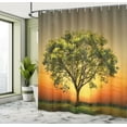 thumbnail image 5 of Ambesonne Landscape Shower Curtain, Sunset Scenery Valley, 69"Wx70"L, Fern Green Marigold, 5 of 5