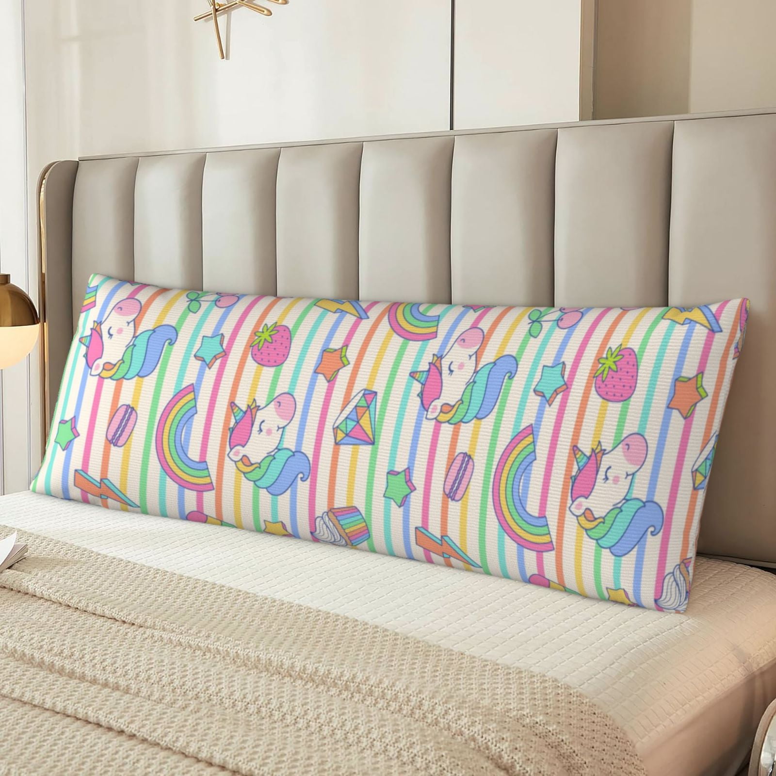 Naloa Cute Unicorn Super Soft 20x60 Body Pillow Case,Long Side Hidden Zipper（PILLOWS ARE NOT INCLUDED）