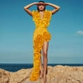 thumbnail image 2 of Celivon One Piece Swimsuit For Women Lace V Neck Irregular Skirt Set Bathing Suit Pool Party Wear, 2 of 8