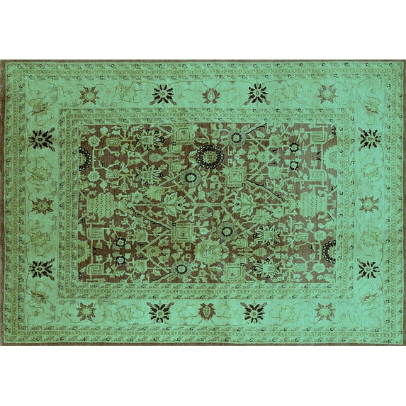 Ahgly Company Machine Washable Indoor Rectangle Oriental Turquoise Blue Traditional Area Rugs, 5' x 8'