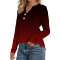 thumbnail image 4 of ManxiVoo Women's Ombre Long Sleeve Button Down Shirt Casual Comfort Fit Gradient Color Stylish Blouse Versatile Tops for Women XXL Size Wine, 4 of 6