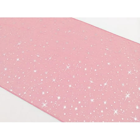 

Light Weight Sheer Organza with Silver Stars Decorative Table Runner Light Pink