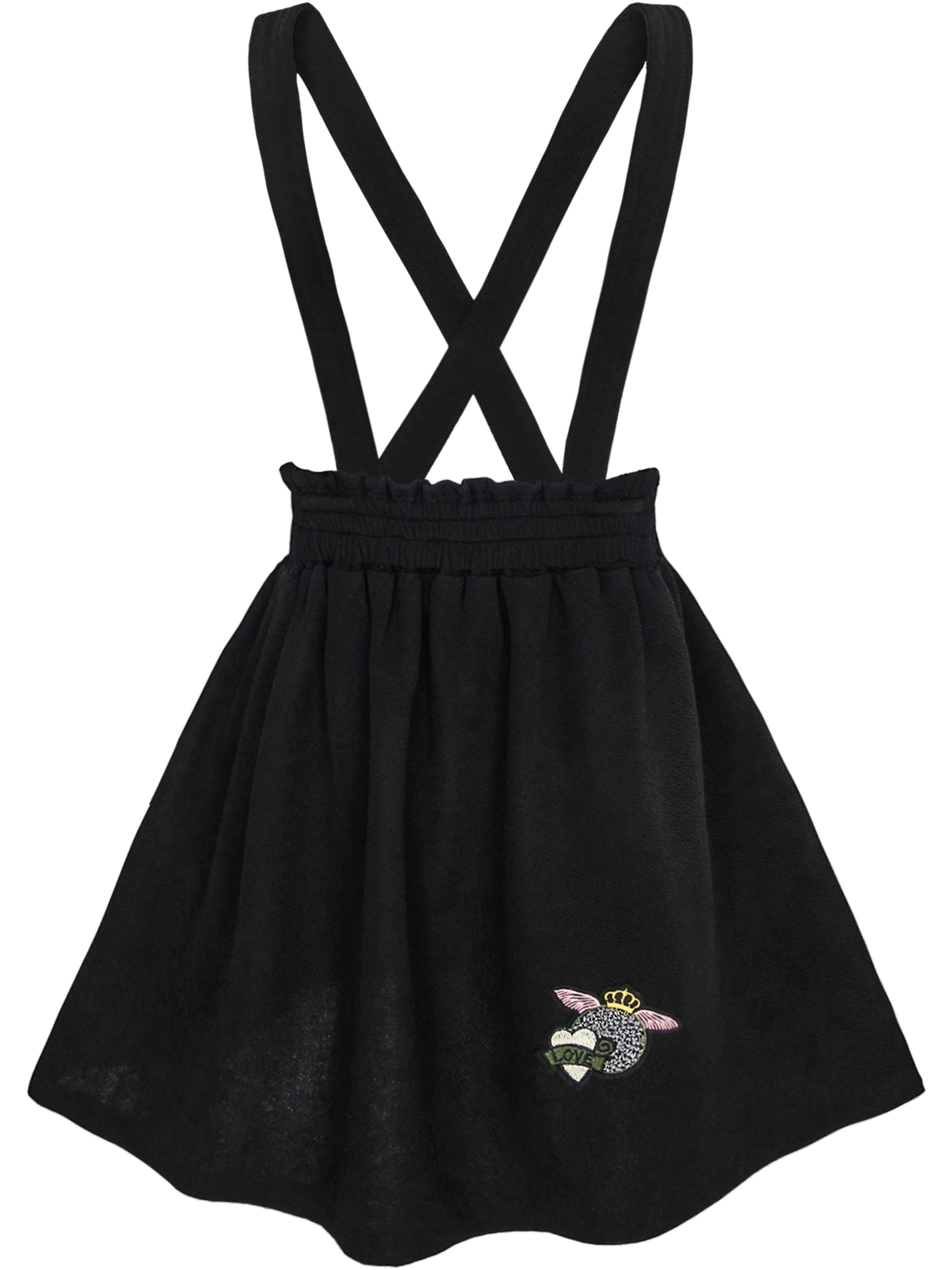 Sunny Fashion Girls Dress School Black White Check Suspender Skirt Size 4-10