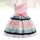 thumbnail image 4 of Vestido de una pieza con un solo hombro y rayas horizontales para niños (rosa, 130 cm), 4 of 7