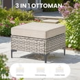 thumbnail image 5 of XIZZI Patio Furniture Outdoor Conversation Set with Wide Armrests, Wicker Rattan Patio Outdoor sectional with Firepit Table and Swivel Rocking Chair, Beige, 5 of 10