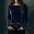 thumbnail image 1 of Karight Velvet Tops for Women Long Sleeve Crew Neck Tshirts Casual Loose Fit Tunic Blouses Elegant Party Dressy Outfits, 1 of 5