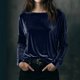 thumbnail image 1 of Karight Velvet Tops for Women Long Sleeve Crew Neck Tshirts Casual Loose Fit Tunic Blouses Elegant Party Dressy Outfits, 1 of 5