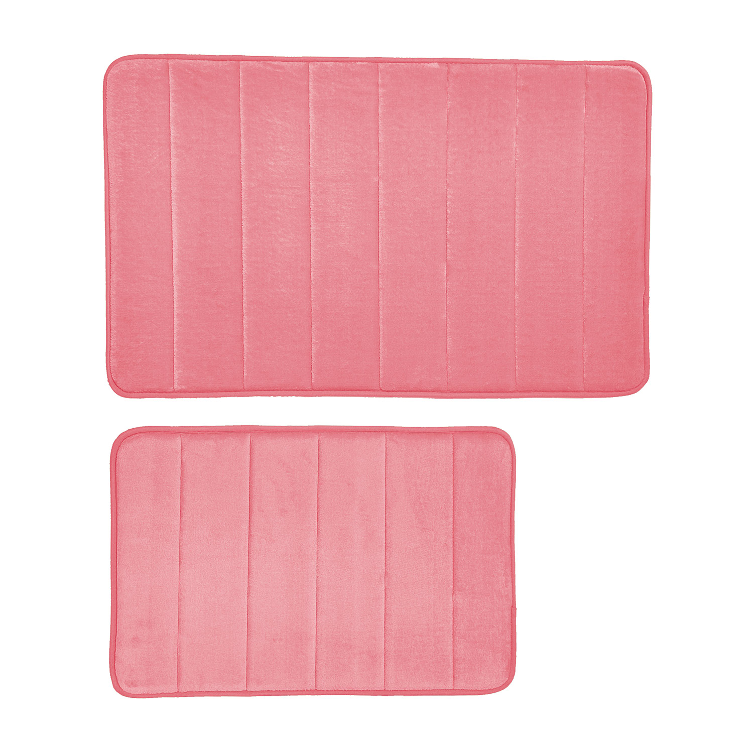 Aspen Stripe Design 2 Piece Memory Foam Bath Rugs, Blush, 17x2420x30