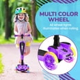 thumbnail image 6 of Hurtle 3-Wheeled Scooter for Kids - Wheel LED Lights, Adjustable Lean-to-Steer Handlebar, and Foldable Seat - Sit or Stand Ride with Brake for Boys and Girls Ages 1-14 Years Old (HURFS42P) Purple, 6 of 8