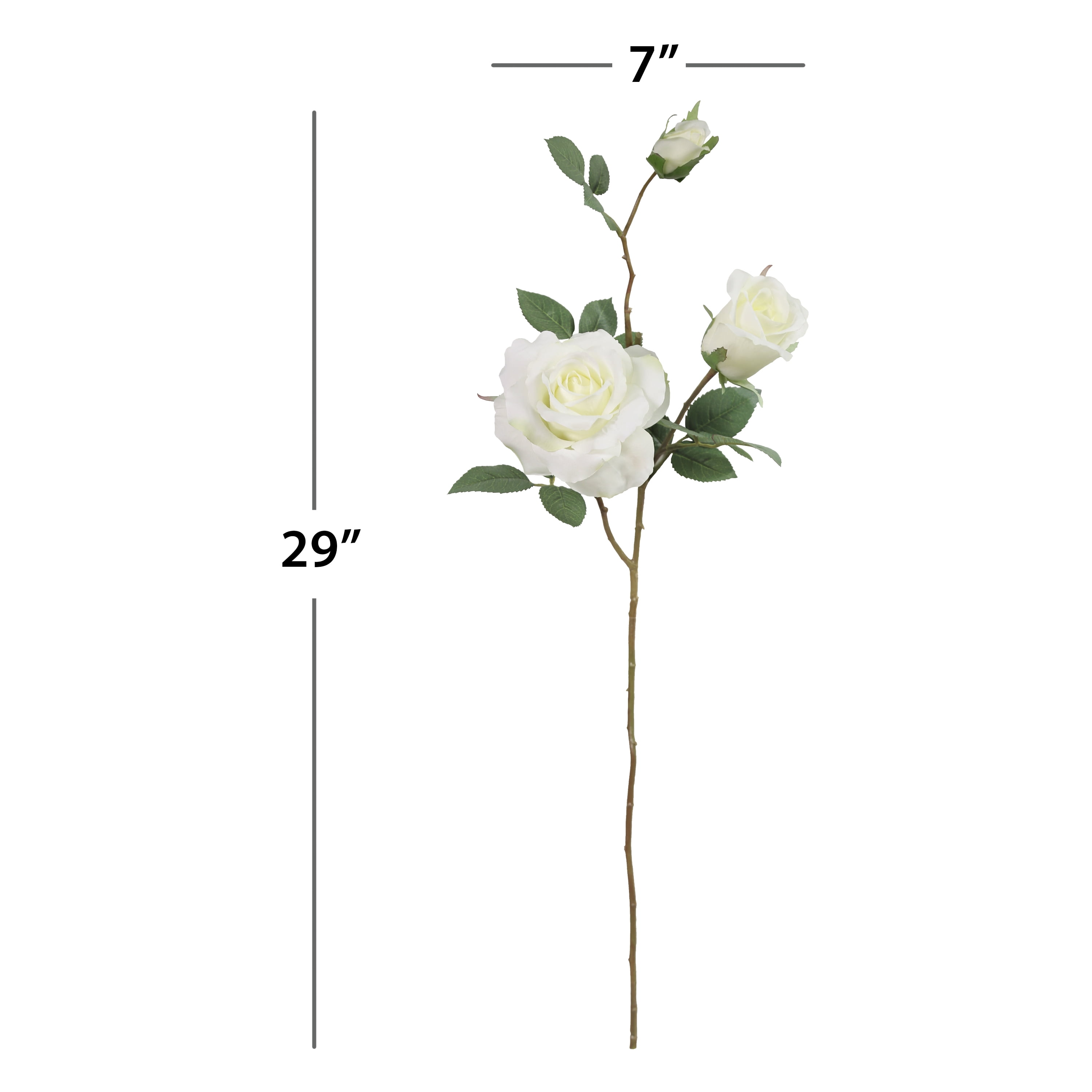Mainstays Artificial White Rose 3-Head Long Spray, 29.5 in, Indoor Use