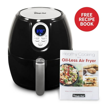 Magic Chef Digital Air Fryer  For Healthy Fried Cooker Food  2.6 Quart Capacity with Airfryer Cook Book  MCAF26DB