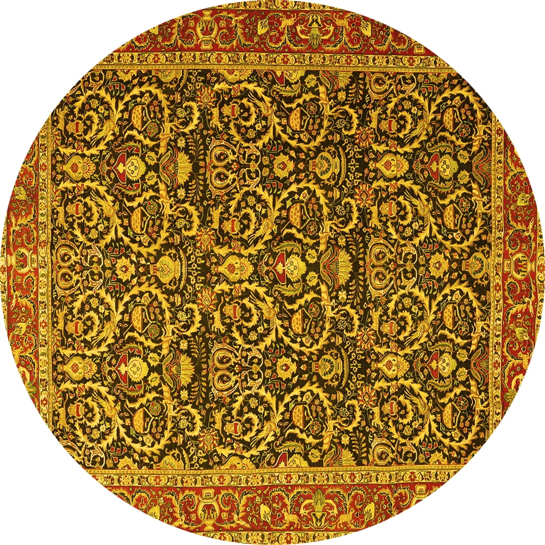 Ahgly Company Machine Washable Indoor Round Persian Yellow Traditional